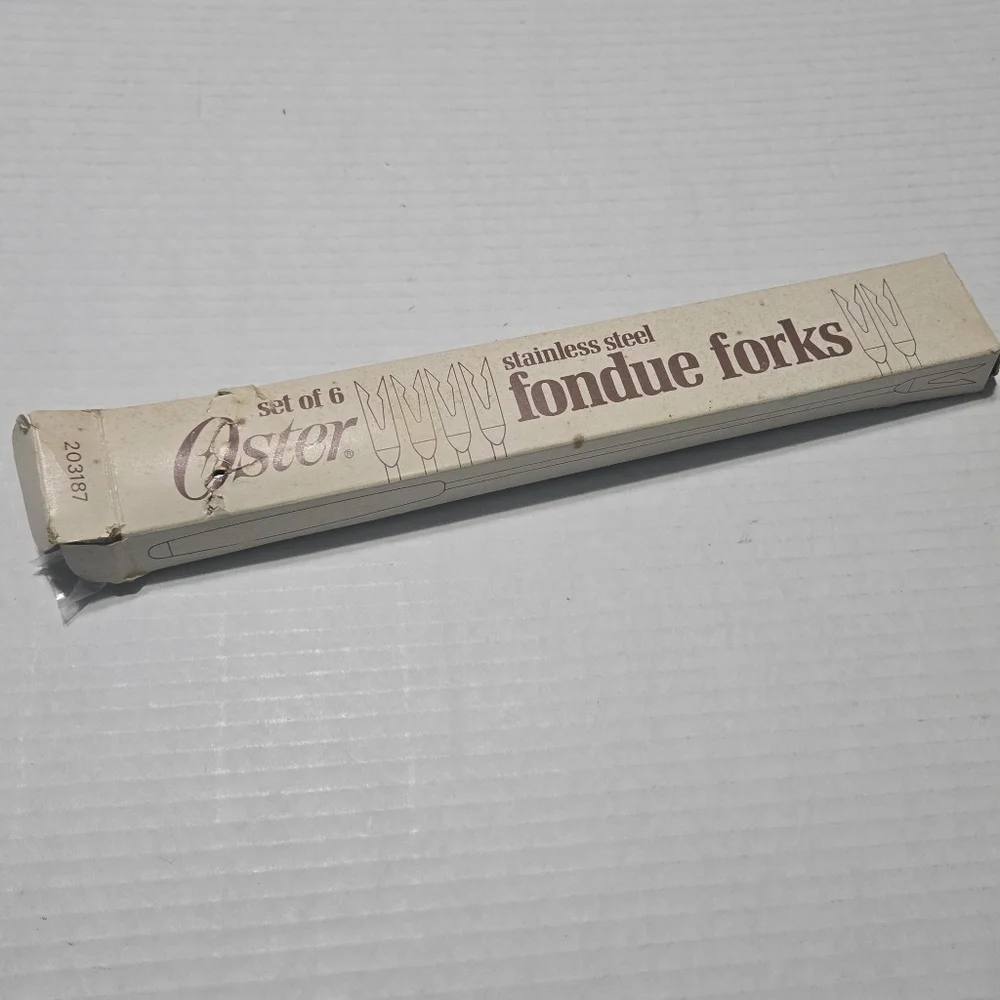 Vintage OSTER Stainless Steel FONDUE Forks MCM, colored tip fondue fork set of 6